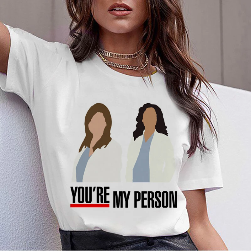 

Cartoon Greys Anatomy T-shirts Women You're My Person Letter T Shirt 90s Harajuku Ullzang Fashion Tops Tee Korean Tshirt Female