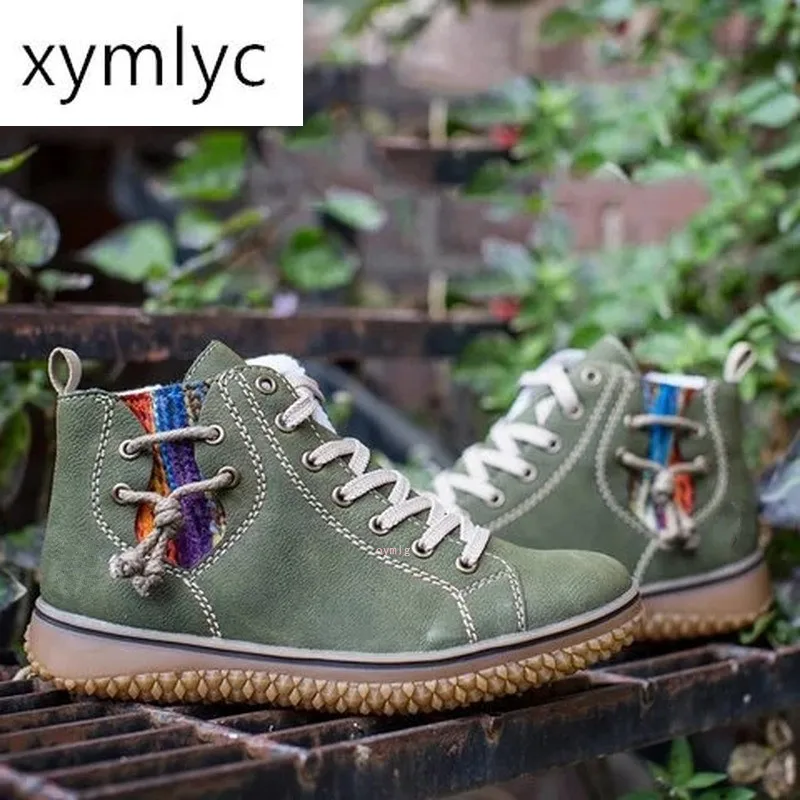 

2020 Plus Size Ankle Boots Women Platform Low Heels Women's Boots Buckle Shoes Thick Heel Short Boot Ladies Drop Shipping