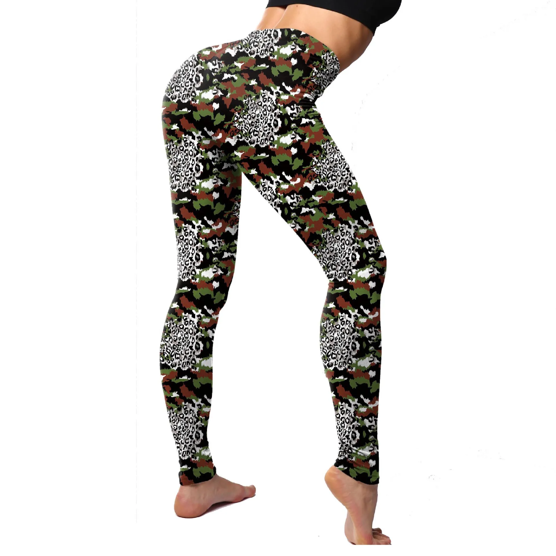 

2021 Camouflage Womens for Leggins Graffiti Style Slim Stretch Trouser Army Green Leggings Deportes Pants