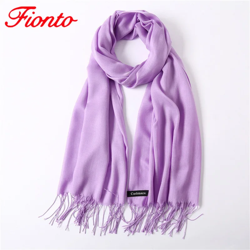 2019 модные однотонные кашемировые шарфы женские тонкие Весенние длинные шали