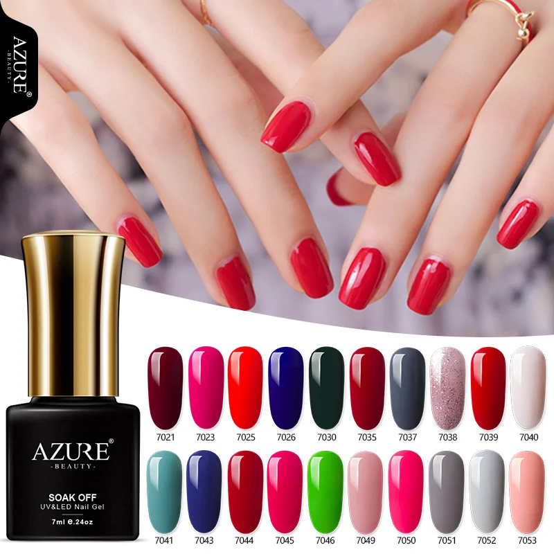 Лак для ногтей AZURE BEAUTY темно зеленый Гель лак 60 цветов гибридная Эмалировка