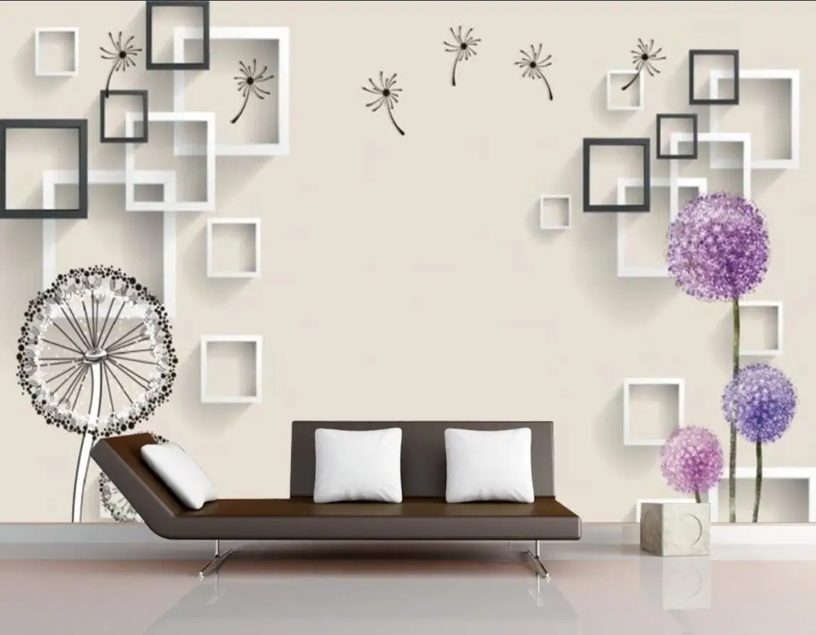 Пользовательские обои фото простые квадратные геометрические Одуванчик фоновые