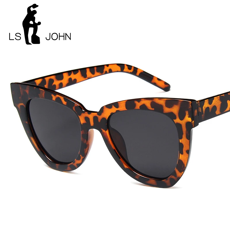 Женские винтажные солнцезащитные очки LS JOHN леопардовые кошачий глаз с защитой