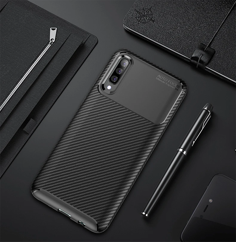 Business Carbon Fiber phone case For Samsung Galaxy Note9 S9 S10 Plus Lite A6 J3 J7 2018 Solid color Diamond Grid Matte |