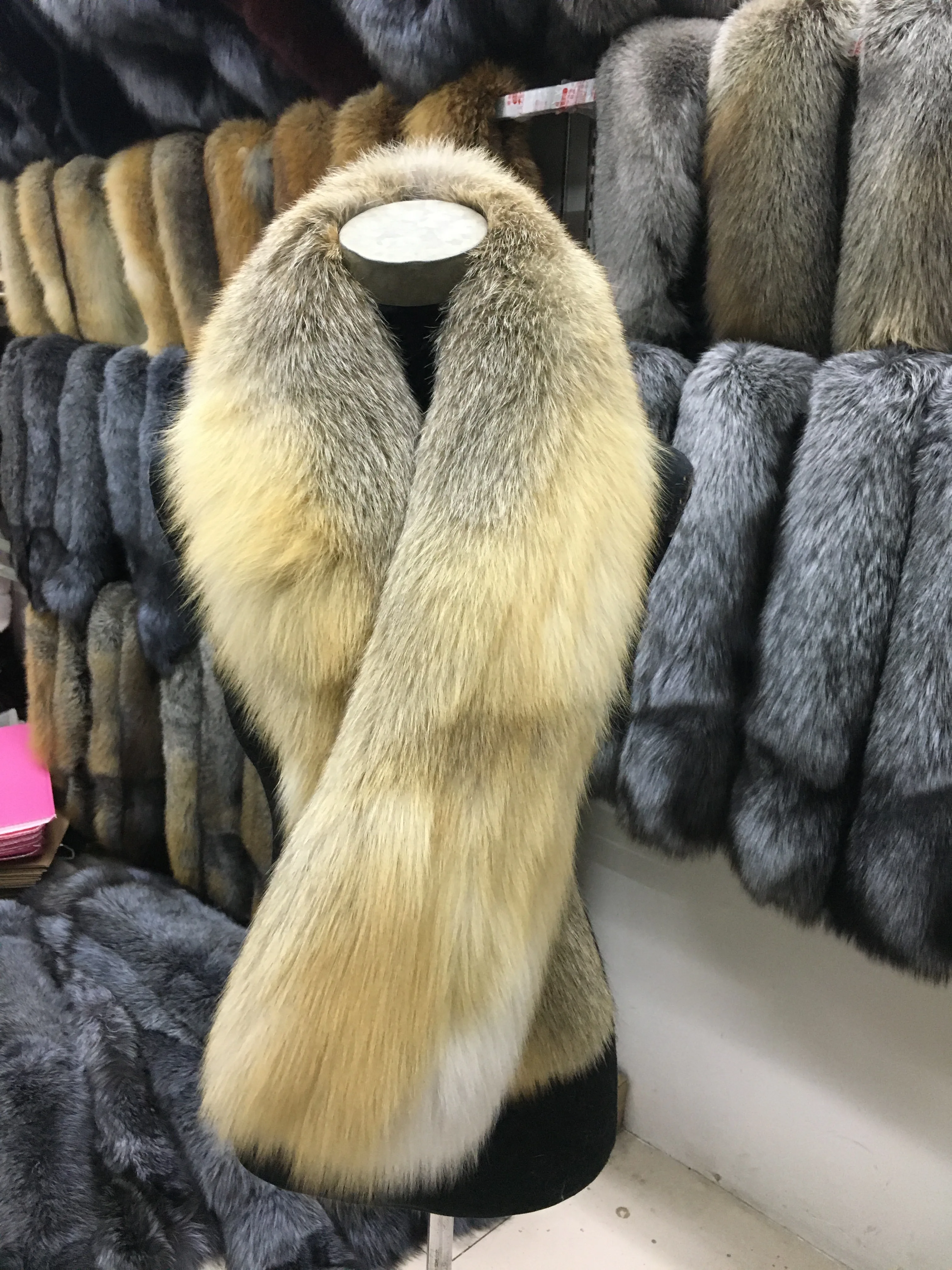 Big Size Genuine Long Fox Fur Scarf