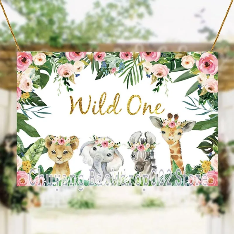 

Wild One Backdrop Boy Jungle Safari Custom Kids Baby Shower Happy Birthday Party Decoration Photography Backgrounds Banner