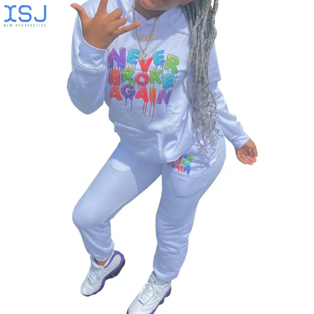 

Womens Basic Cotton Sweatshirts Sets Early Spring Hoodies+ Elastic Waist Pants Casual Suits Street Wear