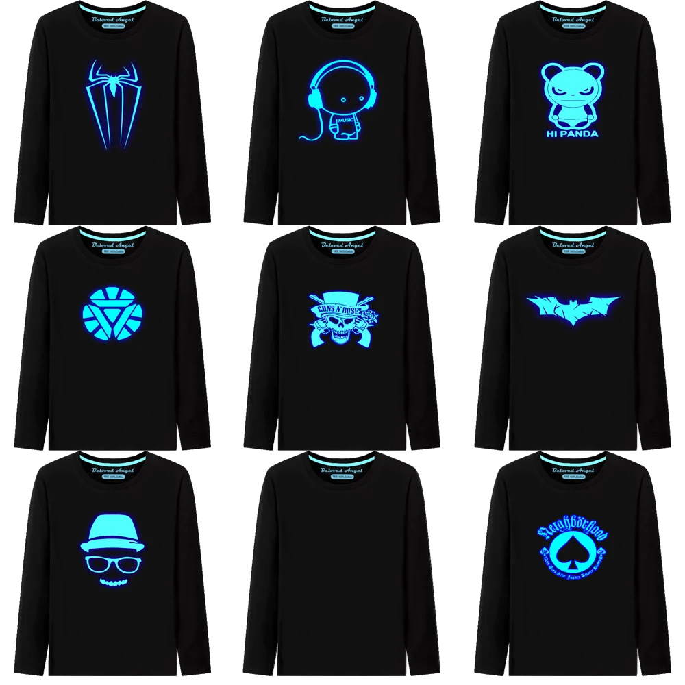 

Kids Game Character Luminous T shirts Long Sleeve Round Neck T-shirt Boys Girls Casual Tops Tees Baby Clothes Children Clothing