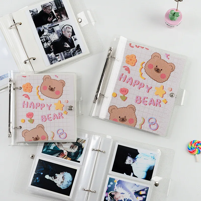 Мини блеск Happy Bear фото держатель альбома прозрачный книга Стиль альбом для 3 4