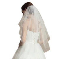 bridal wedding veil white cut edge drop veil 2 tier brides hair accessories comb for women elbow length waist length