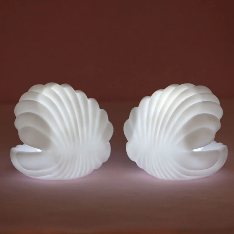 

Bedside Night Light Shell Pearl Shape Lamp Household White Small Lighting Battery Powered Party Supplies Chridren Toy