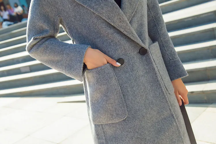 Новое Трендовое женское Шерстяное кашемировое пальто длинная куртка верхняя