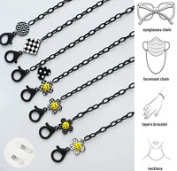 fashion mask chain holder for women polka dot flower smile face charm sunglass chain holder strap neck cord rope eyewear jewelry