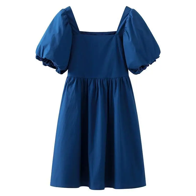 

Square Collar Vintage Women French Style Dress 2021 Summer Lantern Sleeve Elegant Solid Mini Lady Dress Fashion Casual Vestidos