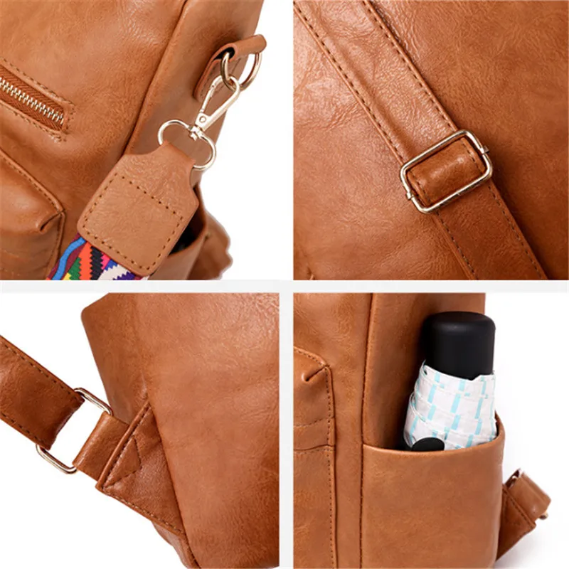 Повседневные женские рюкзаки из высококачественной натуральной кожи однотонные