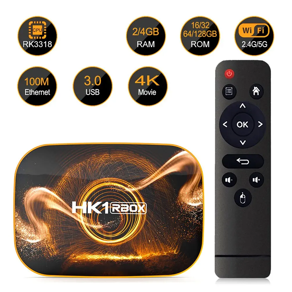 

4GB 128GB 4K Smart TV BOX Android10.0 Smart Android TVBOX Media Player RK3318 HK Wifi 1080P BT 4K Set Top Box 16GB 64GB 32GB