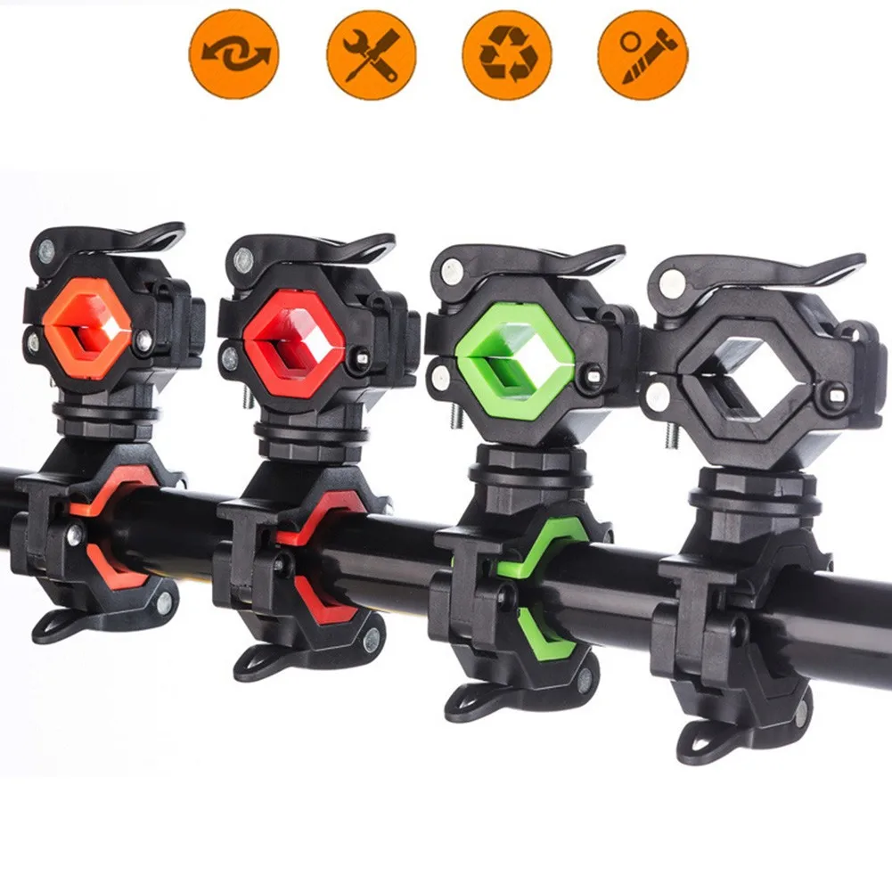 

360° Rotation Torch Holder Double Lock Light Bracket Clip Bicycle Bike Lashlight Torch Mount Stand Portable Light Clamp Cycling