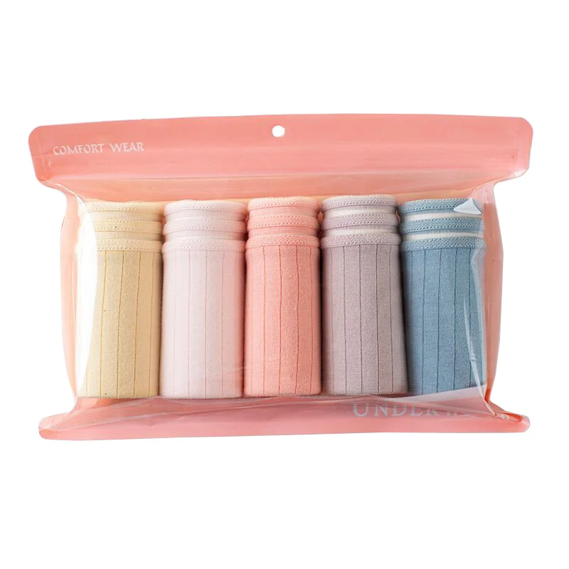 5 шт. штанов Для женщин однотонные хлопковые трусы сексуальное нижнее белье со