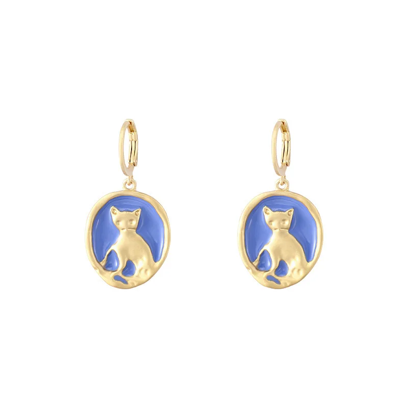 

2021 new earrings trendy fashion ins cat earrings retro
