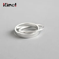 kinel 100 pure 925 sterling silver rings for women double interlock circle anel feminino female wholesale jewelry party gifts