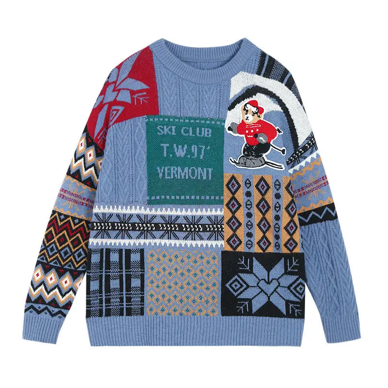 

Girls' bear sweater new winter Knitted Top