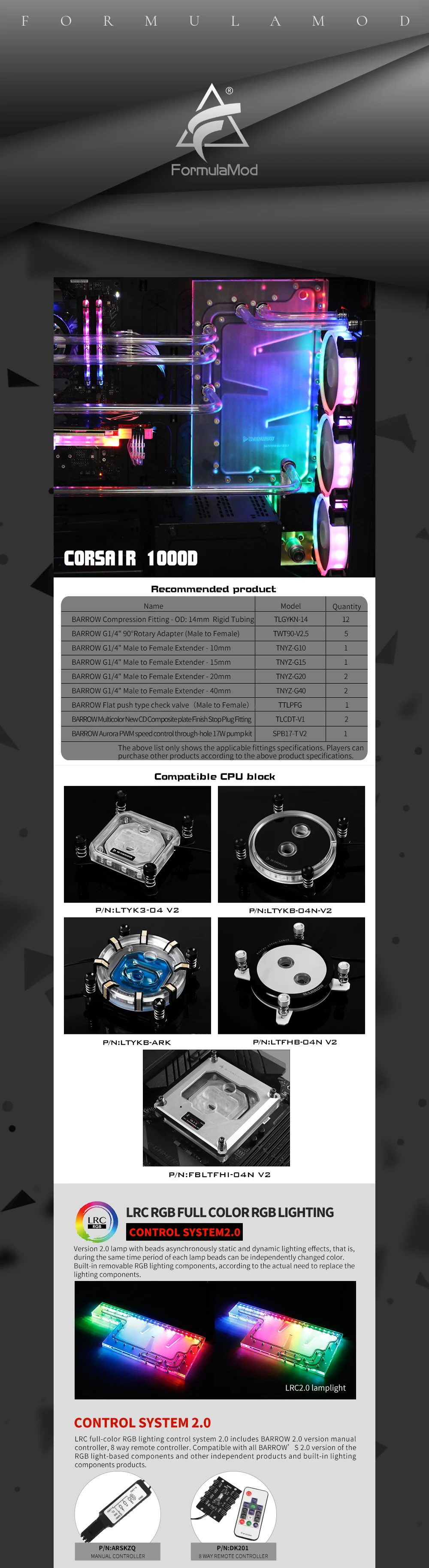 Курган CR1000D-SDB, водные платы для Corsair 1000D чехол, для Intel cpu водоблок и один/двойной GPU корпус