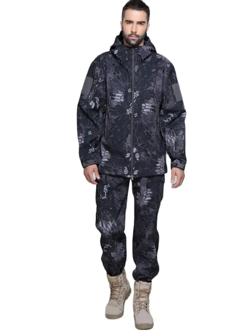 

Wholesale Army Softshell Men's jacket Fleece Jacket and Fleece pants full set