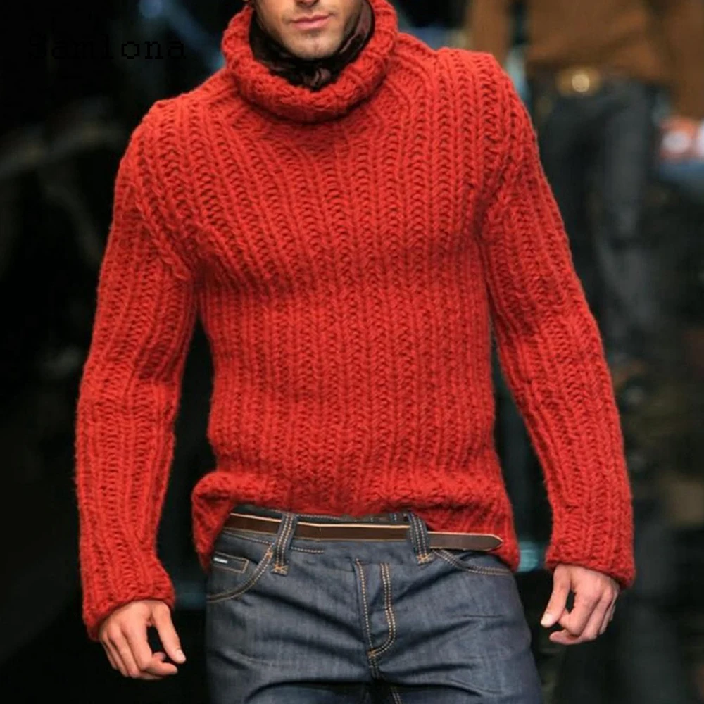 

Мужской трикотажный свитер Samlona размера плюс 4xl, Осенний плиссированный топ с длинным рукавом, Пуловеры, свитеры с высоким воротником, сексу...