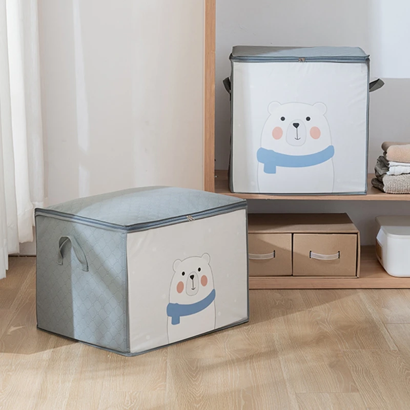 

Non-woven Quilt Bag Cute Cartoon Clothing Sweater Organizer for Home Closet Wardrobe Foldable Quilt Blanket Storage Bags