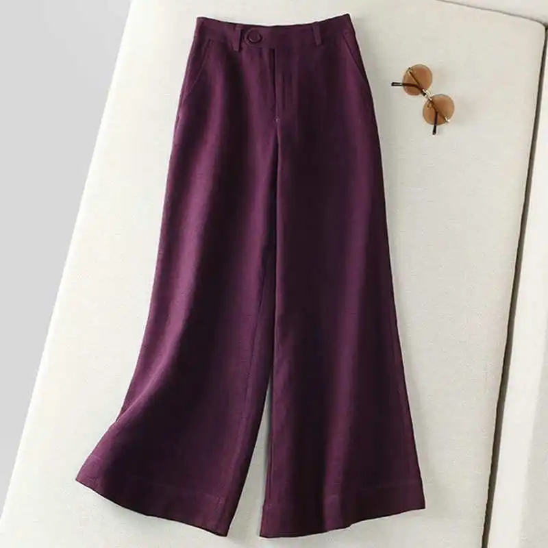 

M-3XL Plus Size Wide Leg Casual Trousers Women Loose High Waist Straight Long Pants Women Elegant Office White Black Pants C6909