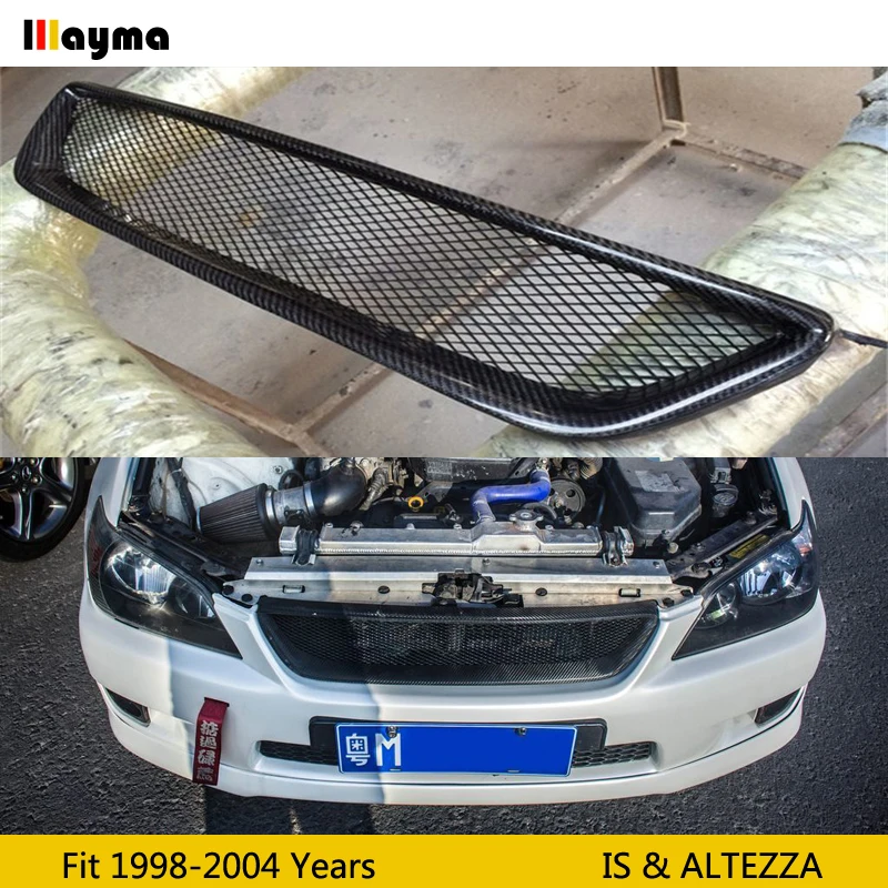 

Передняя решетка бампера из углеродного волокна без логотипа для Toyota Altezza AS200 AS300 RS200 для Lexus IS200 IS300 спортивный стиль CF bodykit гриль
