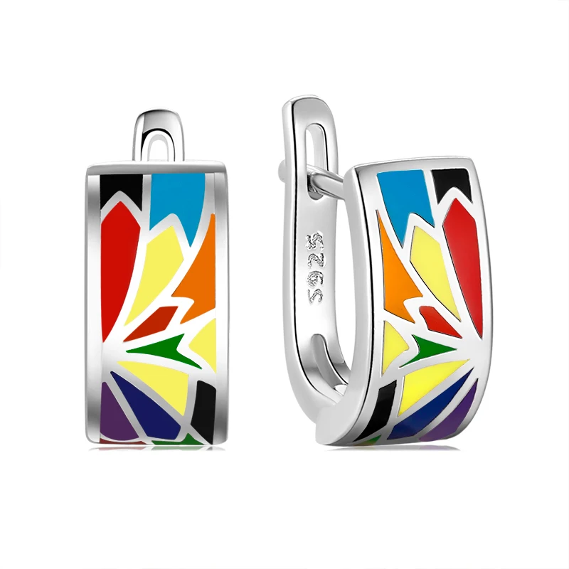 

Женские серьги-гвоздики с эмалью OGULEE, из серебра 2020 пробы, с художественной росписью, оригинальные дизайнерские украшения ручной работы, 925