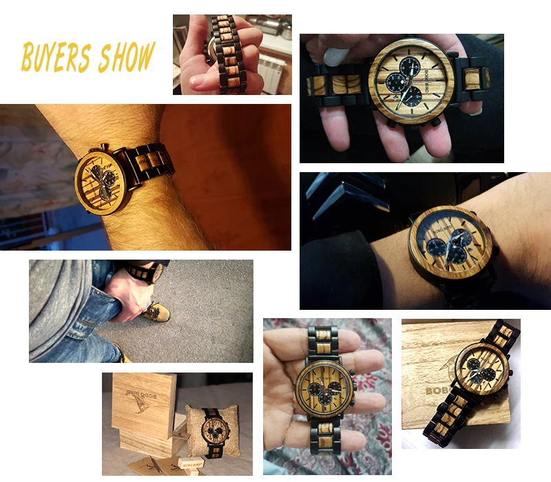 BOBO BIRD деревянные часы для мужчин Секундомер Хронограф relojes hombre Показать дату деревянные кварцевые наручные часы Мужские часы в подарочной коробке