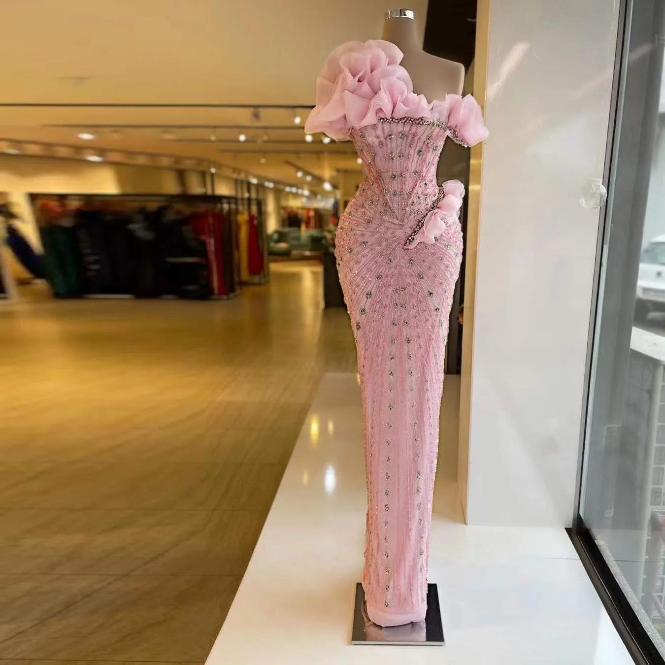 Vestidos De Fiesta formales elegantes para mujer, vestido De noche largo ajustado con flores 3D y lentejuelas, hecho a mano, novedad (0)