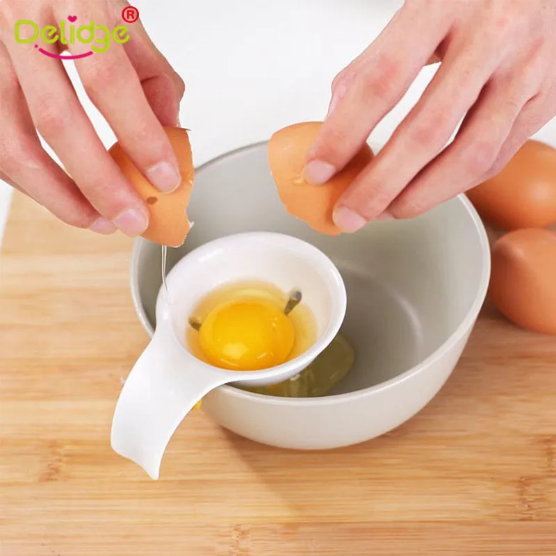 Delidge 1pc Plastic Mini Egg Yolk White Separator With Silicone Holder Egg Separator Baking Kitchen Cooking Tool Accessiories