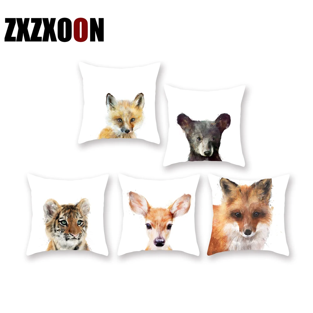 Декоративный чехол для дивана 45 х45 см из полиэстера с изображением животных лисы