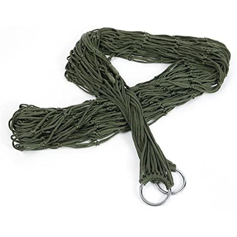 

Bold and Strengthen Hammock Outdoor Camping Travel Hammock Nylon Mesh Rope Canvas Hammock Hanging Bed with 2 Strings