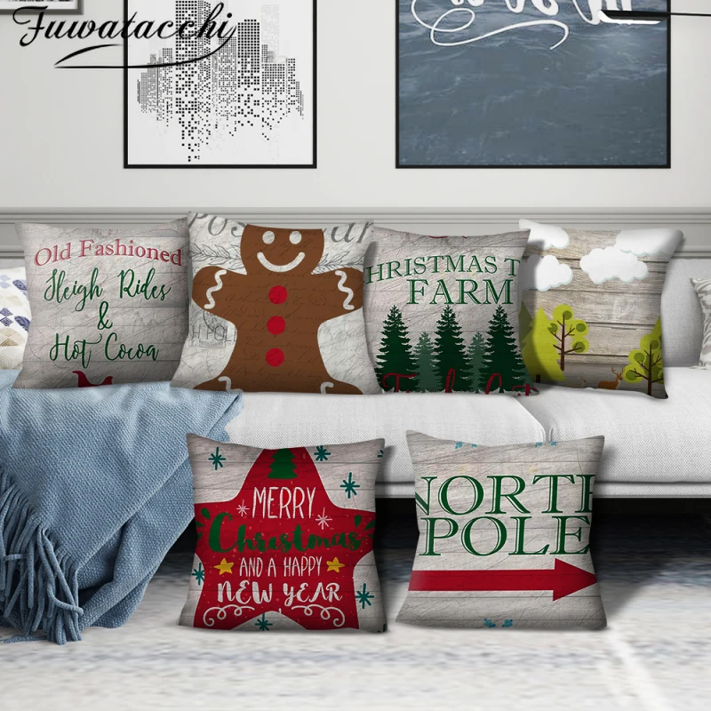 Чехол-Подушка Fuwatacchi с принтом Санта-Клауса для пожилых людей чехол кровати