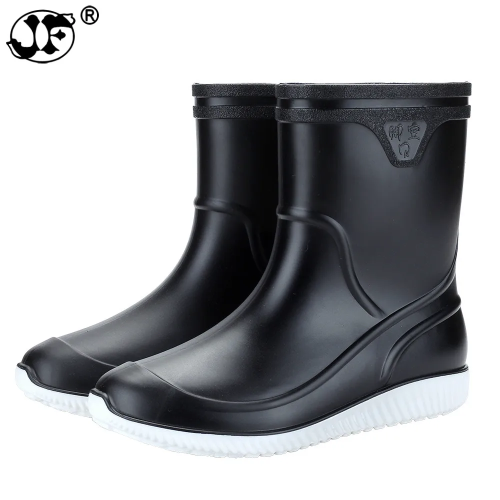 Мужские резиновые ботинки до щиколотки из ПВХ водостойкие 2019| |