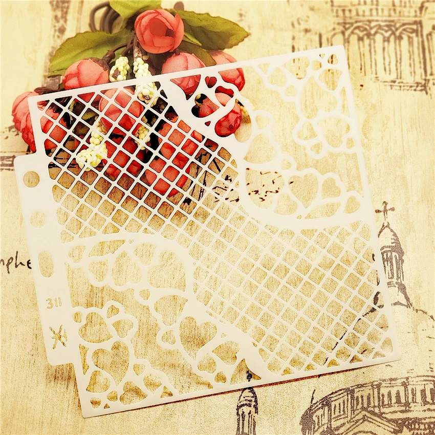 13*14 см крышка в форме сердца шаблон трафареты для скрапбукинга спрей Пластиковая