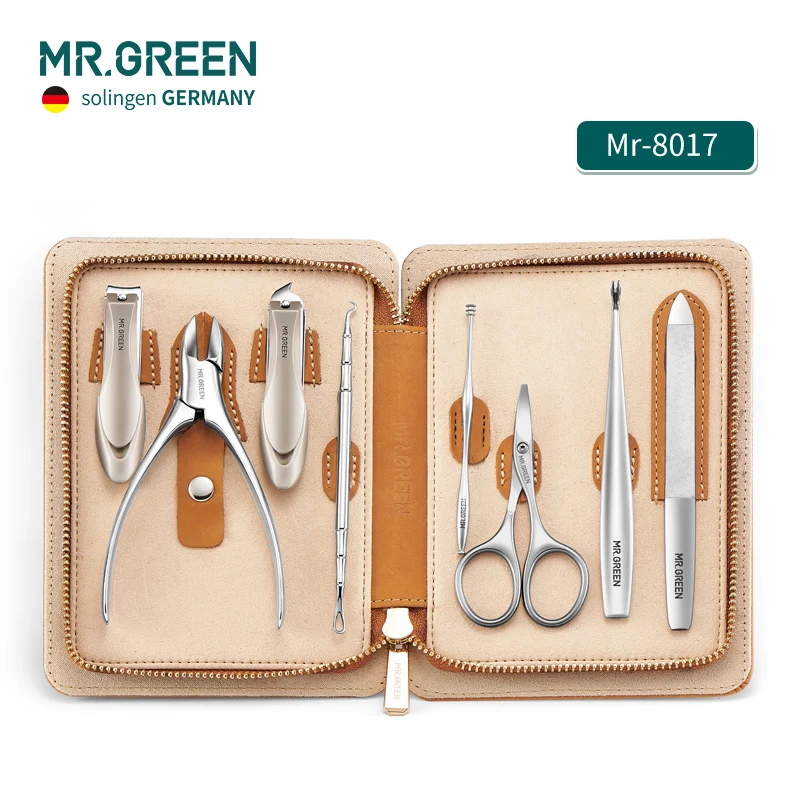MR.GREEN 8 in1 Manicure Set Stainless Nail Clippers Cuticle Utility Manicure Set Tools Nail Care Grooming Kit Nail Clipper Set