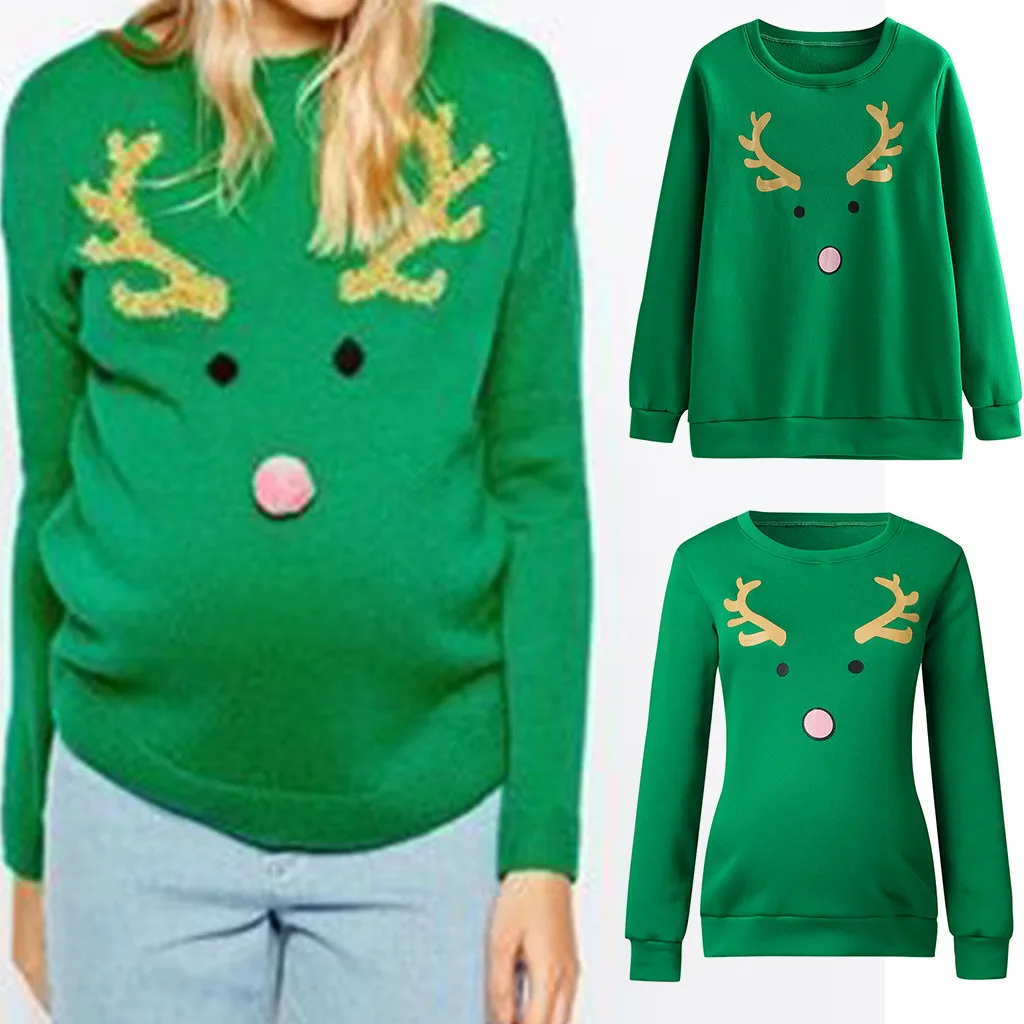 Блузка с длинным рукавом и круглым вырезом для беременных|Толстовки| |