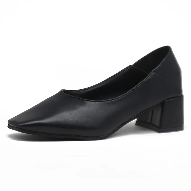 

2021 New PU Leather High-heels High-quality Leather Shallow Square Toe Party Summer High-heel Womens Shoes Zapatillas Mujer