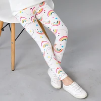 girls casual leggings for kids rainbow print soft floral pencil pants cute toddler skinny trousers teenage child clothes 2 12yrs