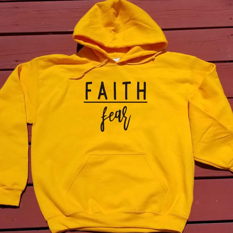 Женская толстовка с капюшоном Faith Over Fear Christian Believer Повседневный пуловер надписью