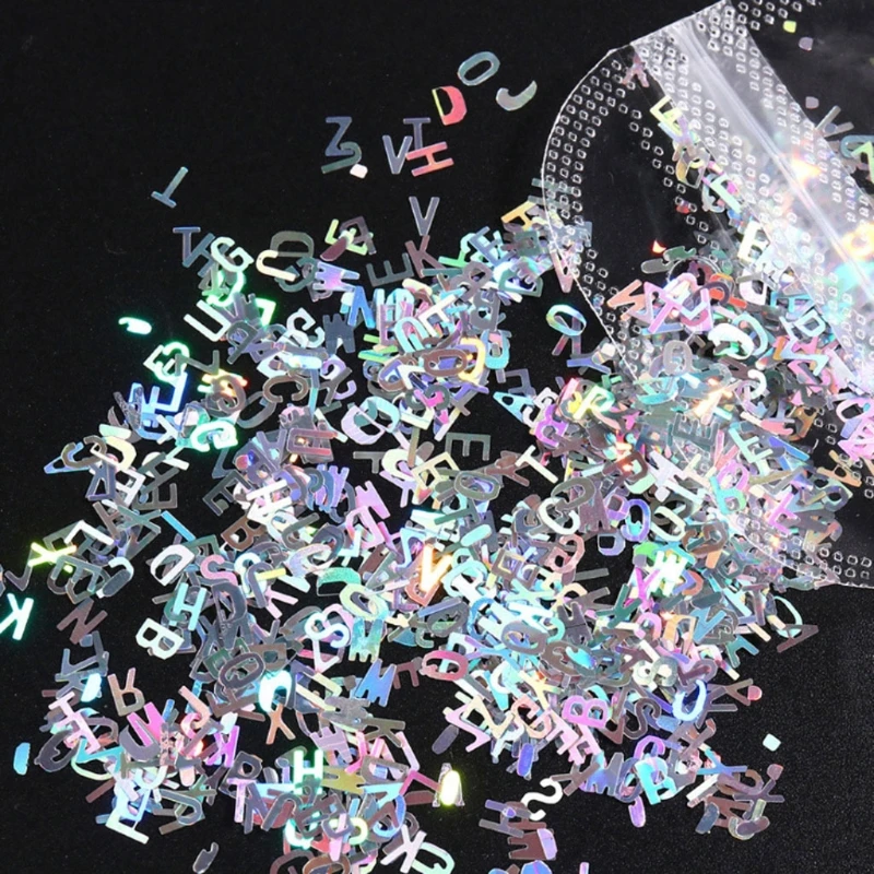 

12 Colors Alphabet Holographic Laser- 26 English Letters Mixed Chunky Glitter Epoxy Resin Festival Chunky Letters Sequin