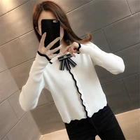 ladies brief paragraph coat in 2021 during the spring and autumn thin bowknot sweater render unlined upper garment