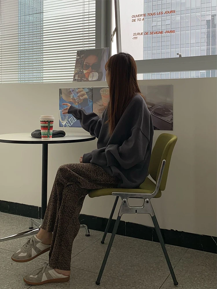 

XZ930 2021 new autumn/winter Korean version of a hand-made warm Sweatshirts with velvet print