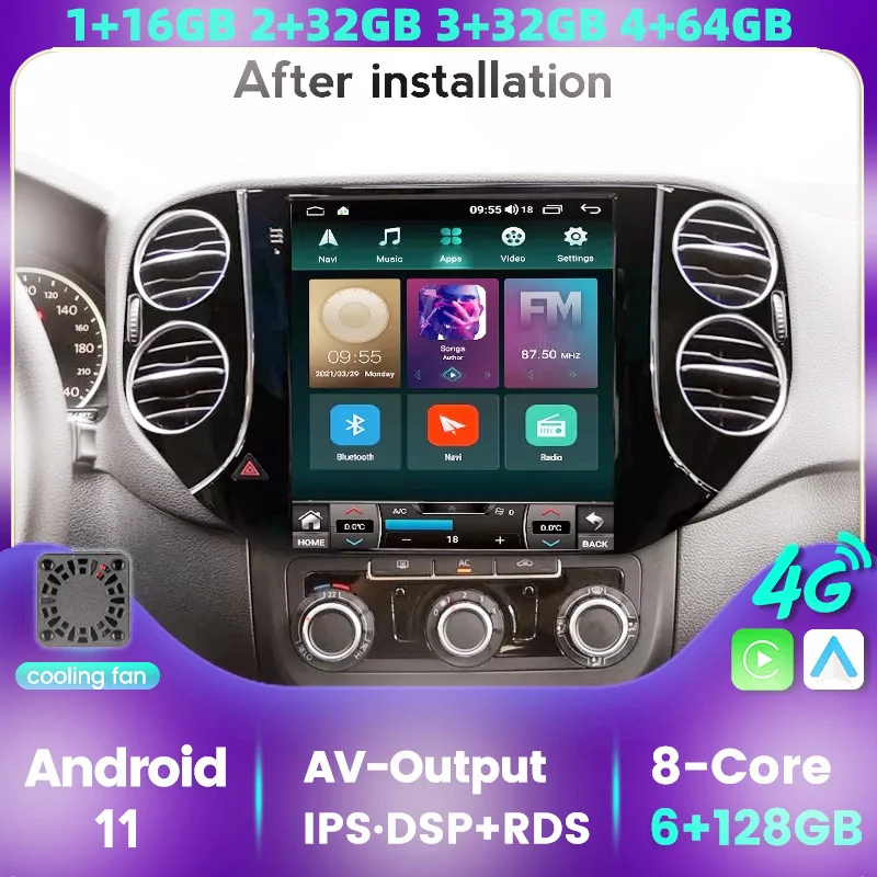 Автомобильная Мультимедийная Система DSP на Android 11 с сенсорным экраном Tesla для VW
