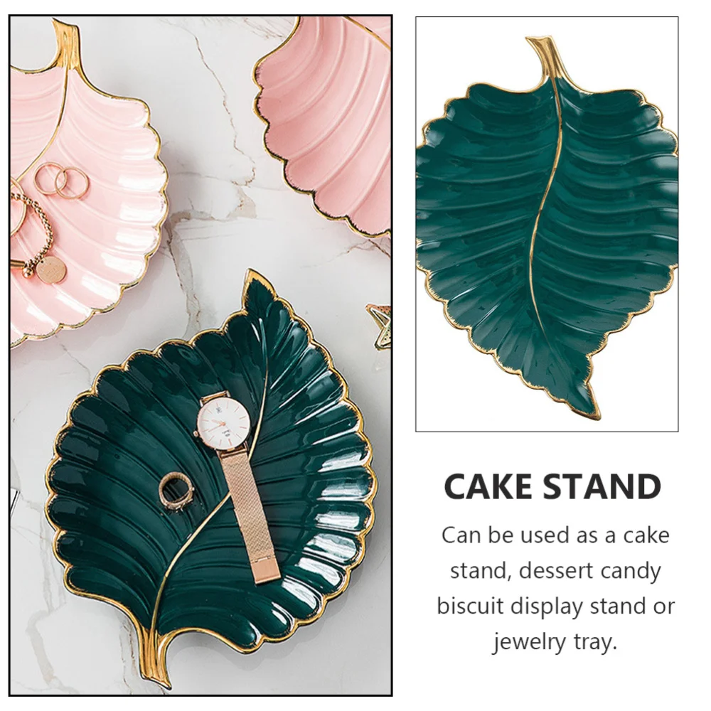 

1Pc Jewelry Display Stand Ceramic Jewelry Tray Dining Table Dessert Plate Green